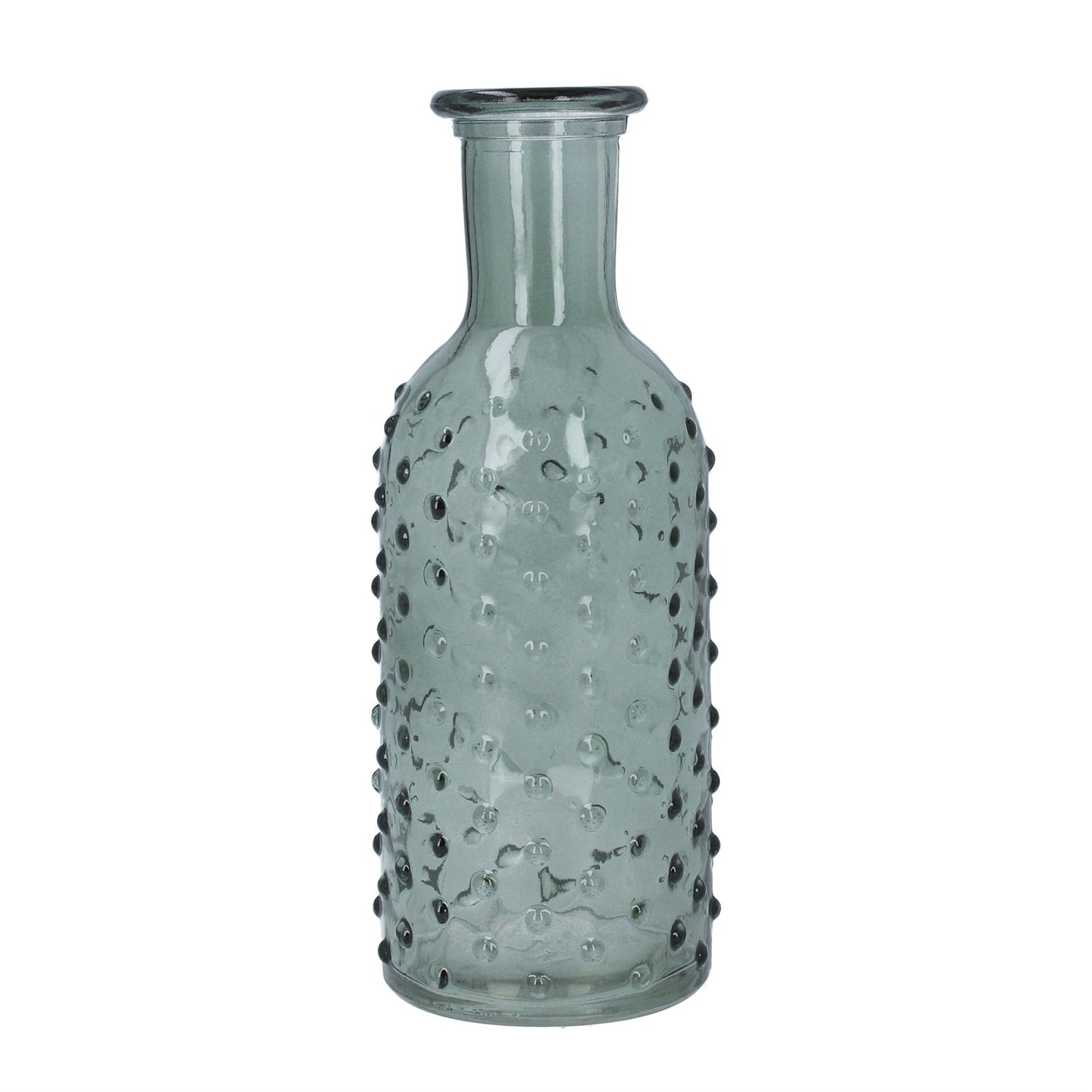 Green Dimple Glass Bottle Vase
