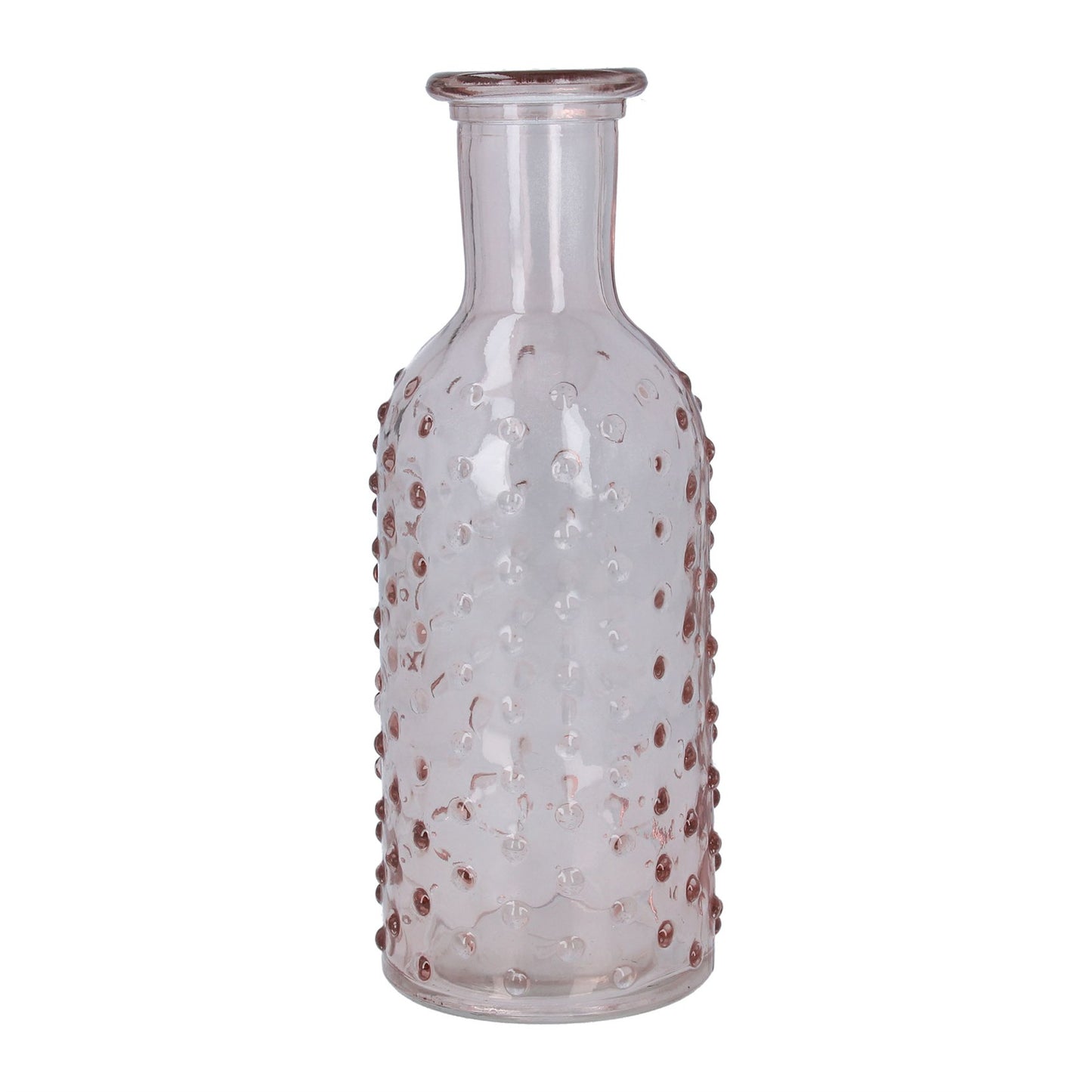 Pink Dimple Glass Bottle Vase