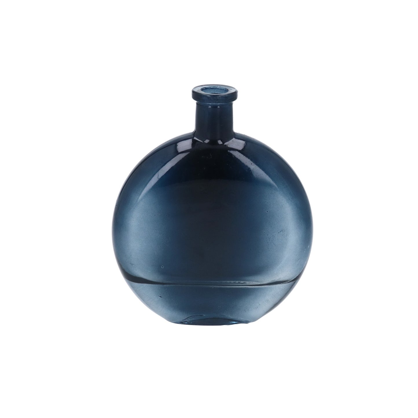 Navy Glass Disc Bud Vase