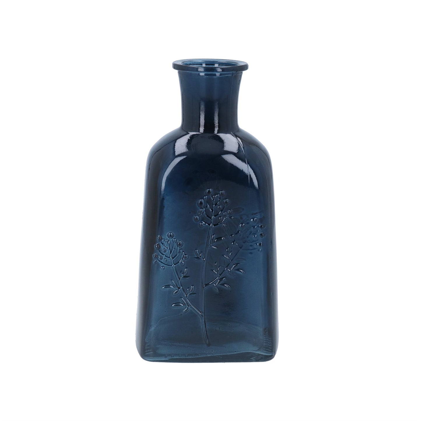 Navy Glass Wildflower Bottle Vase