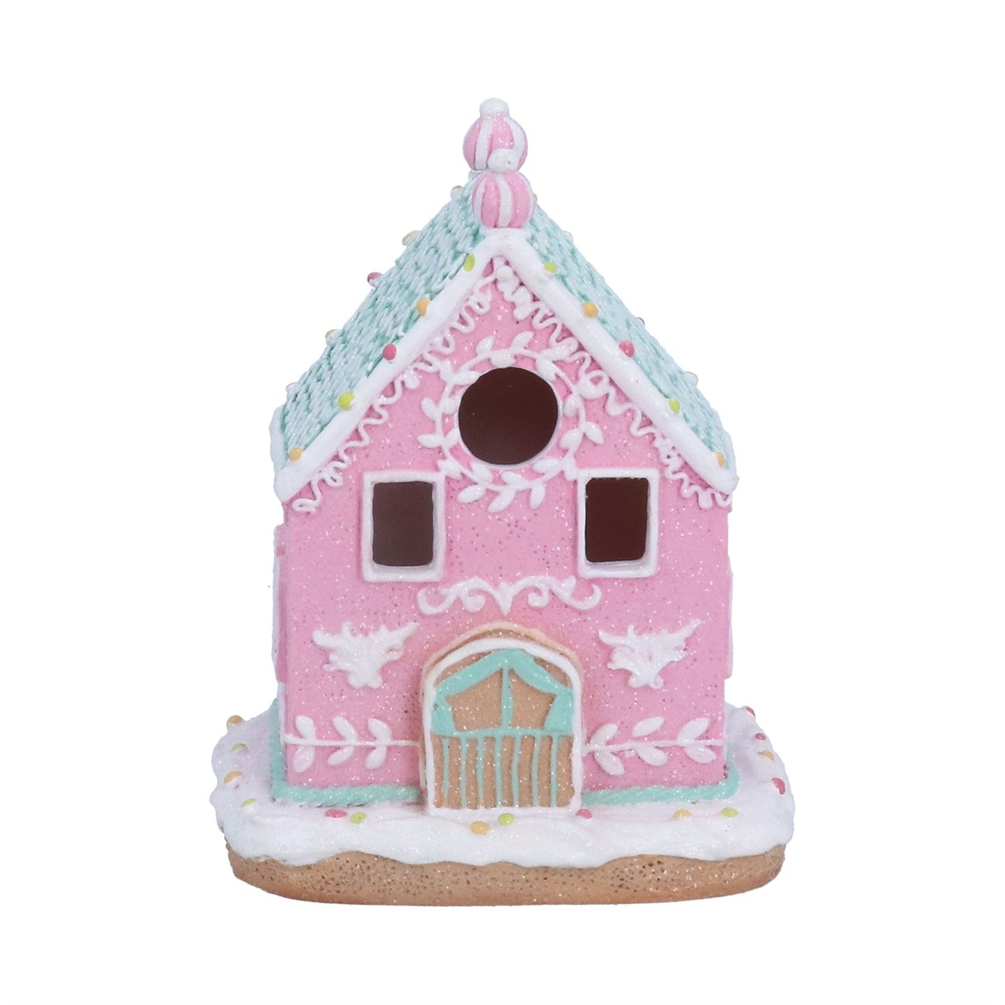 LED Pink Iced Gingerbread House Medium