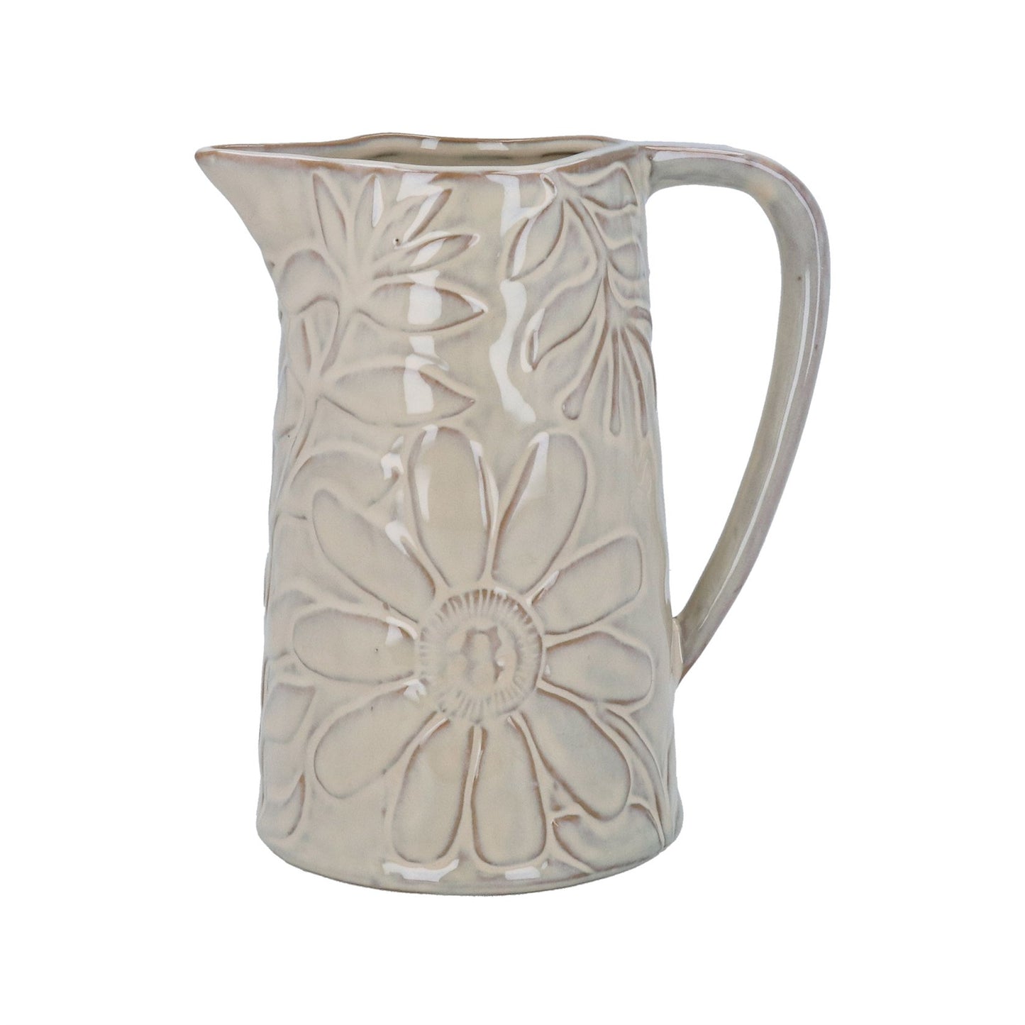 Taupe Porcelain Floral Jug Large