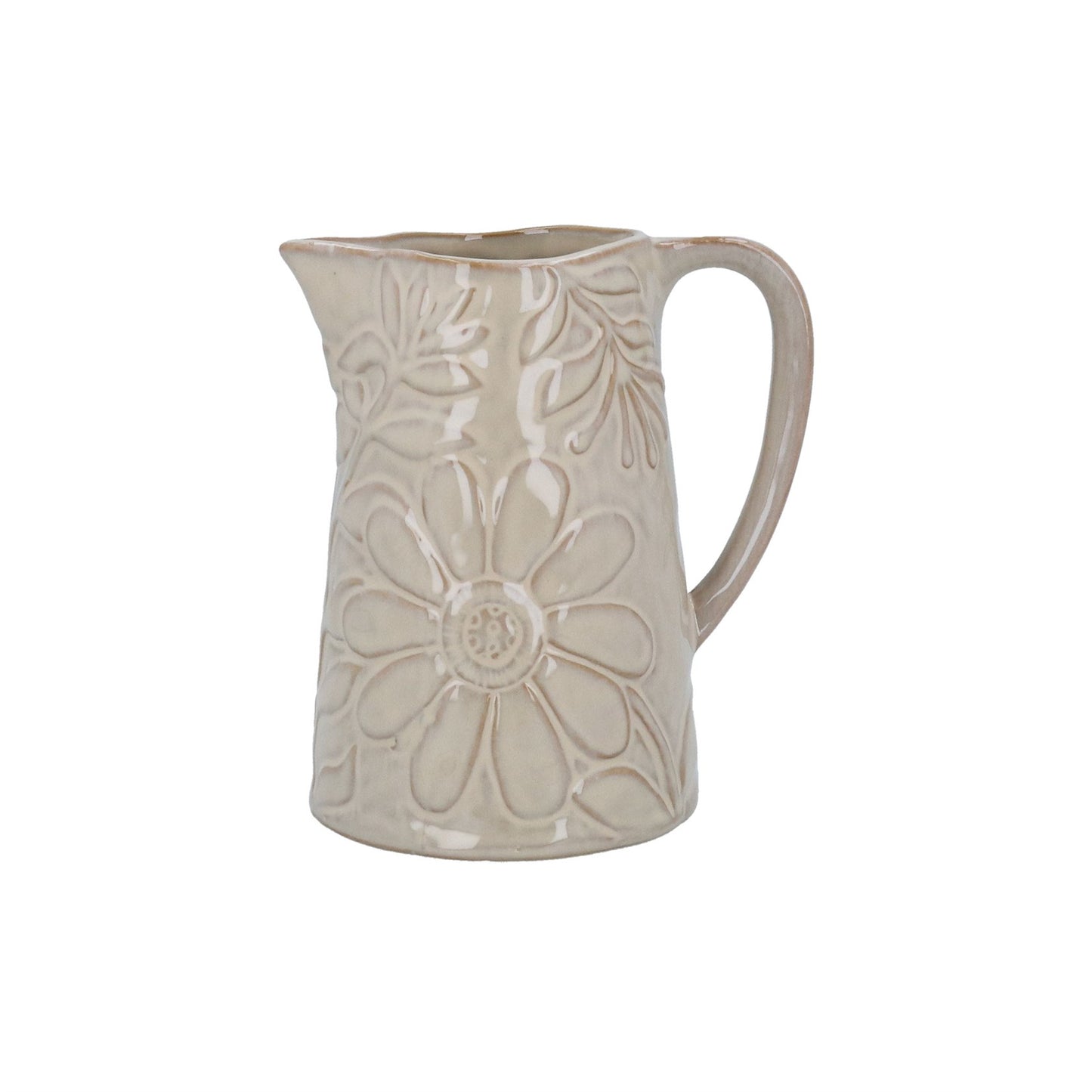 Taupe Porcelain Floral Jug Small