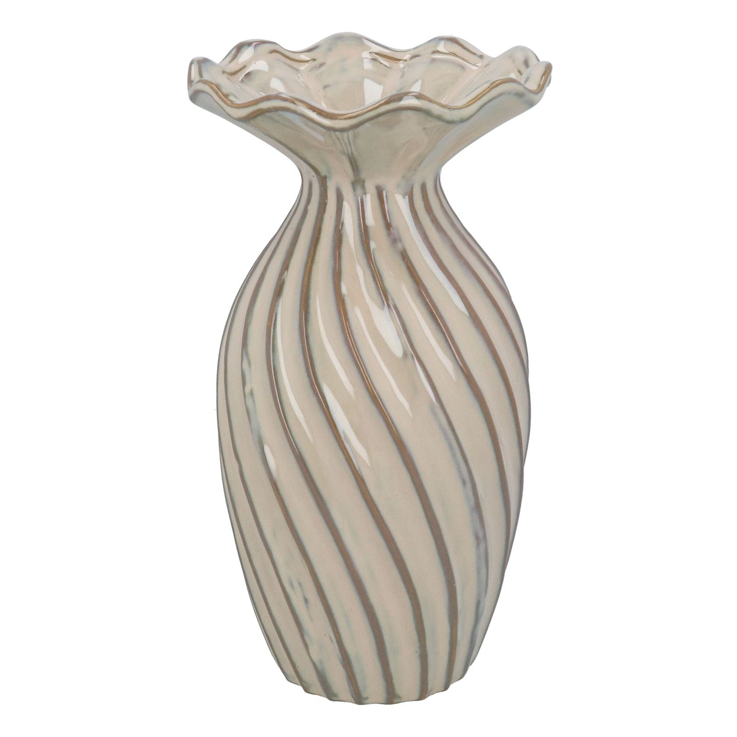 Taupe Stoneware Twist Frill Vase