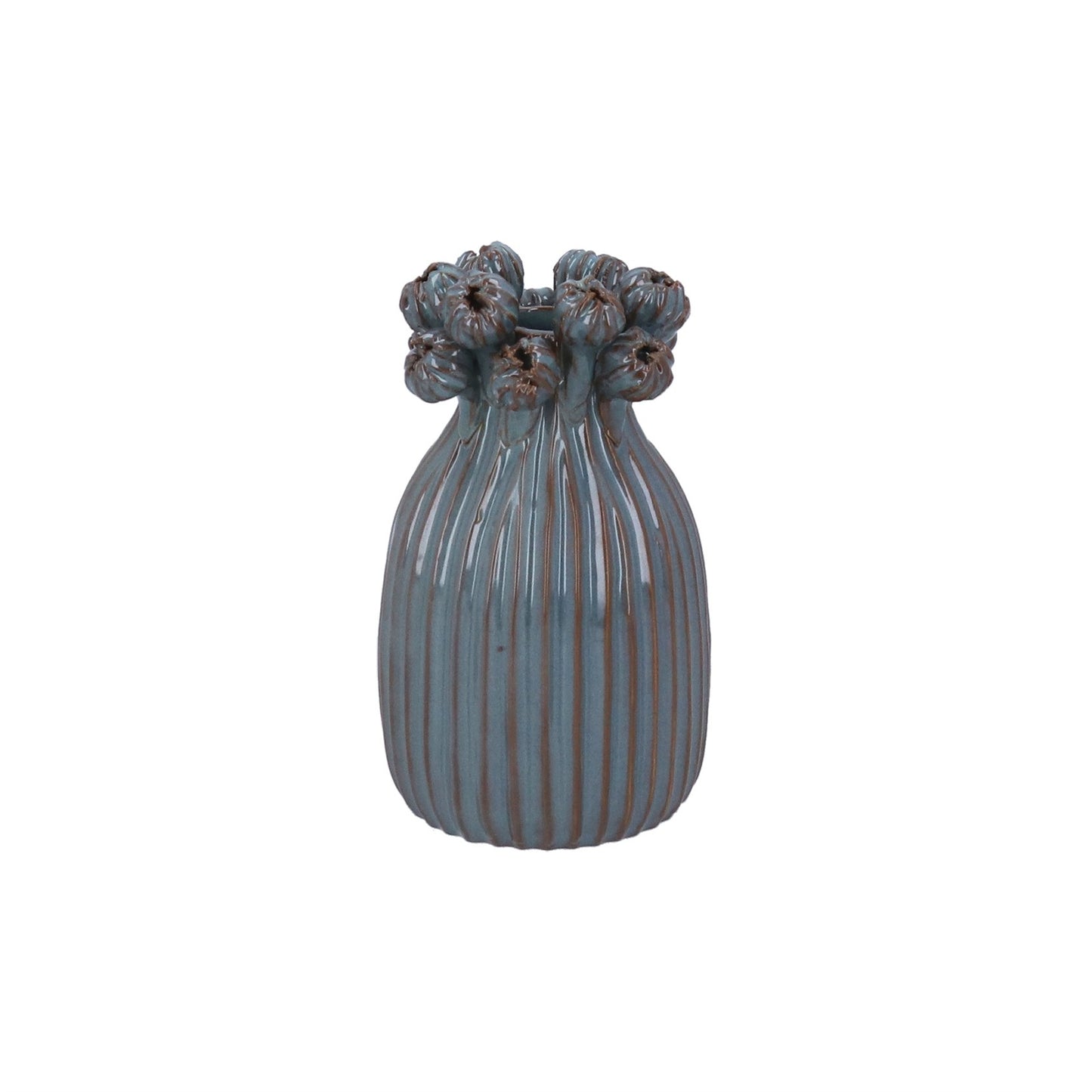 Blue Seed Head Applique Vase Small