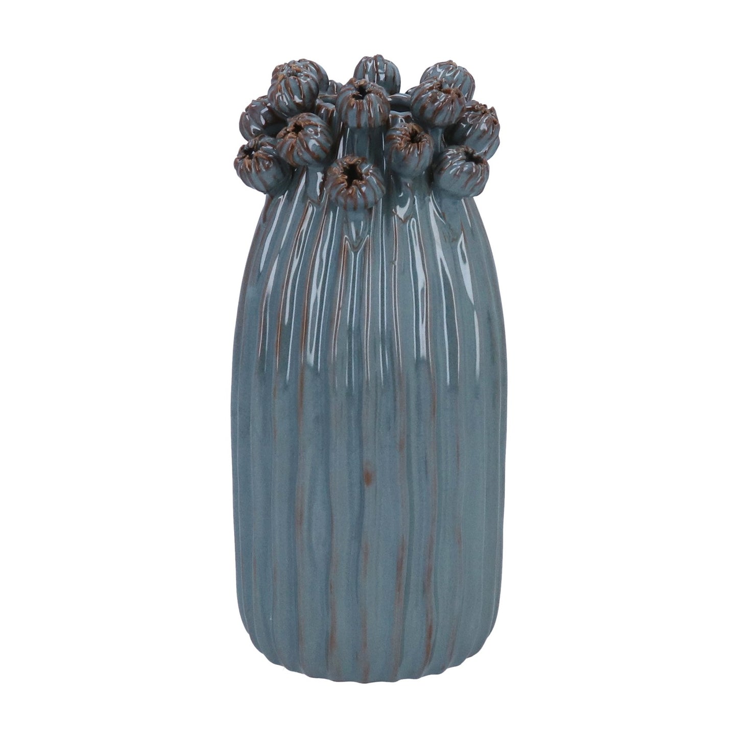 Blue Seed Head Applique Vase Large