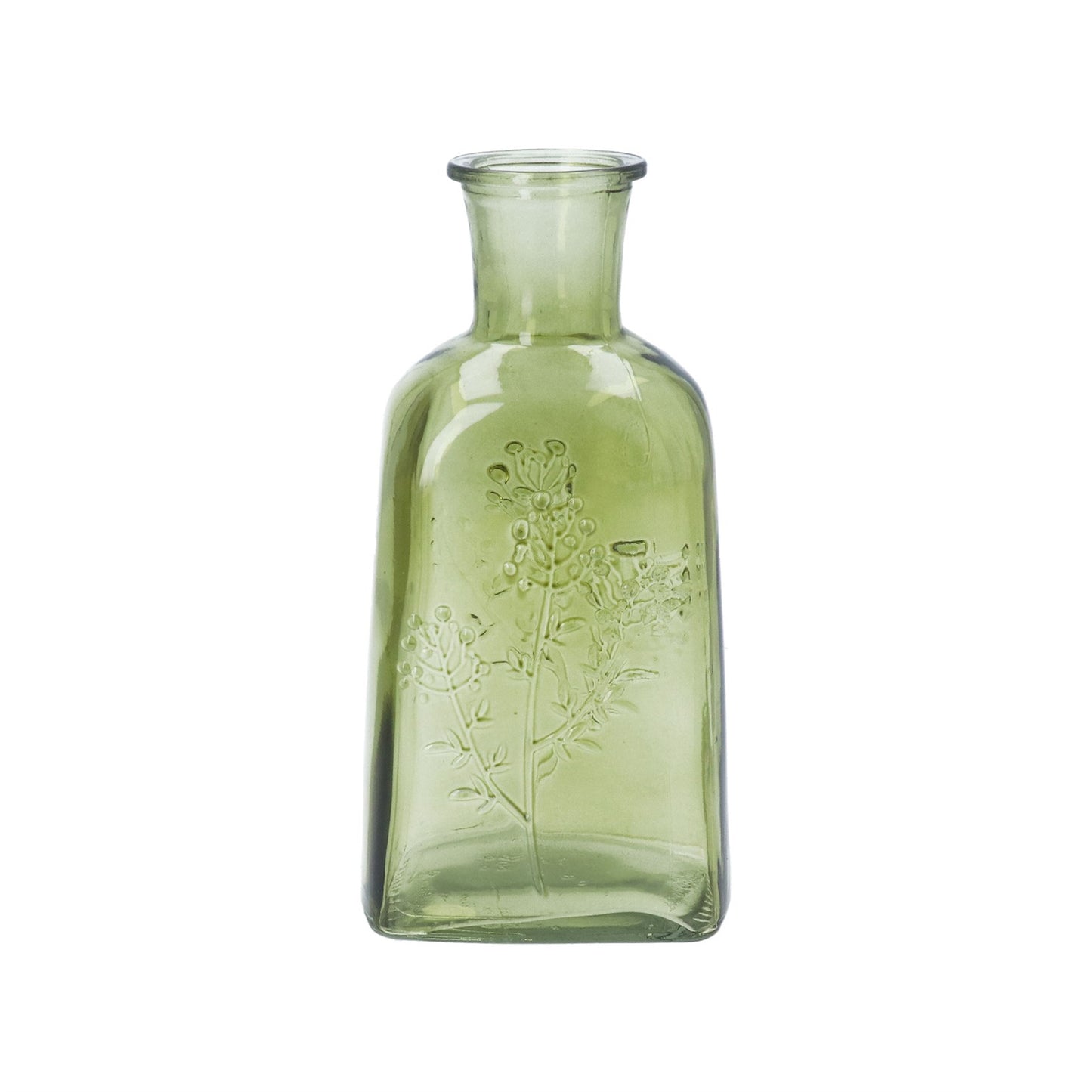 Olive Green Glass Wildflower Bottle Vase