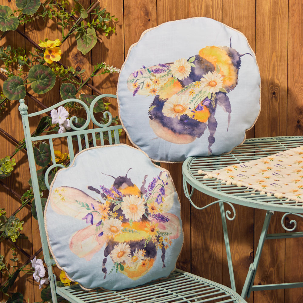 Bee & Floral Outdoor Cushion