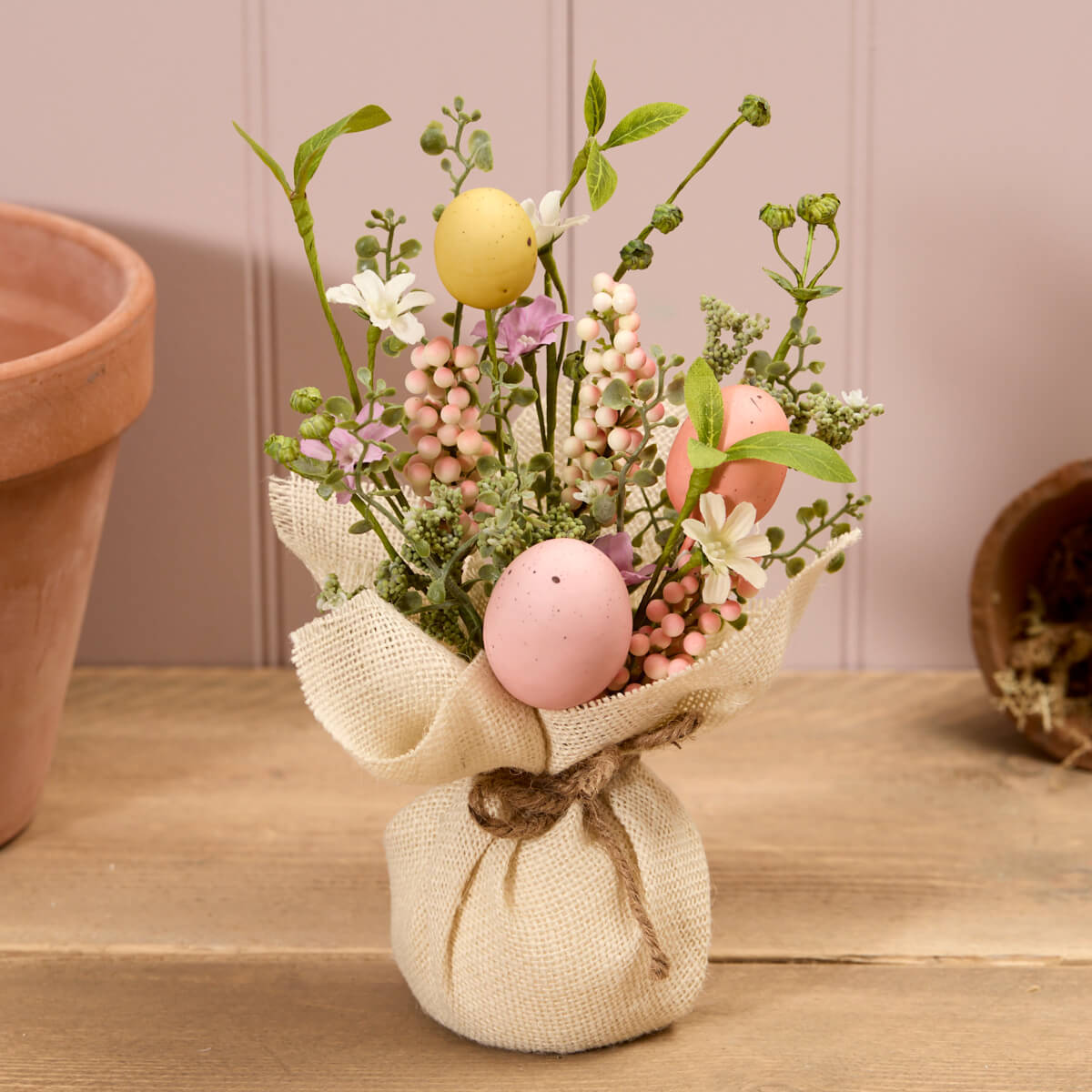 Decorative Faux Flower & Egg Table Decoration