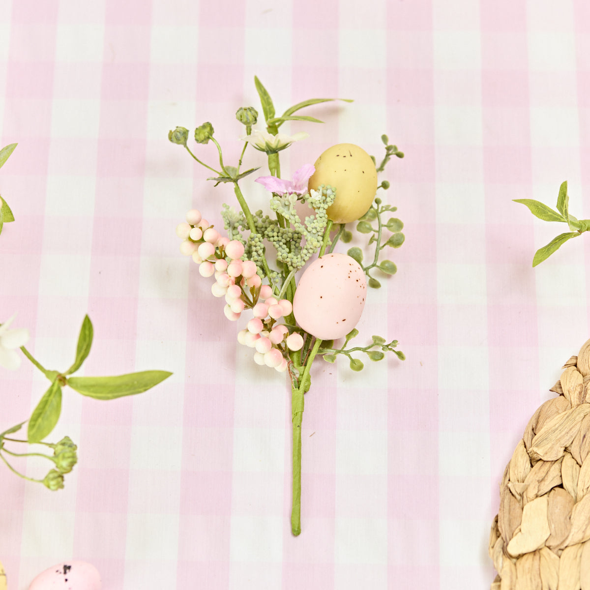 Decorative Faux Flower & Egg Spray