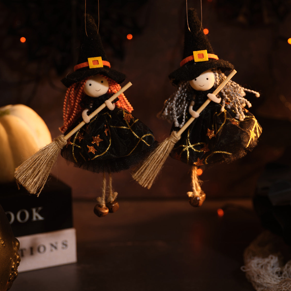 Creepy Cuties Textile Black with Copper Hanging Witch