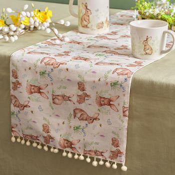 Meadow Fields Bunny Print Table Runner