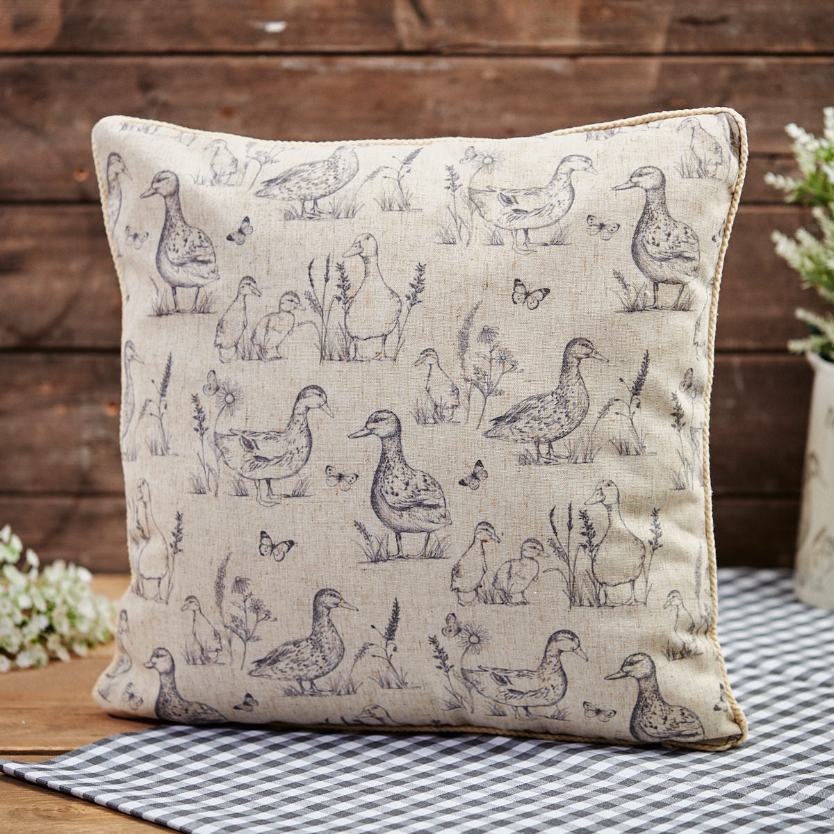 Sketchy Duck Printed Fabric Cushion