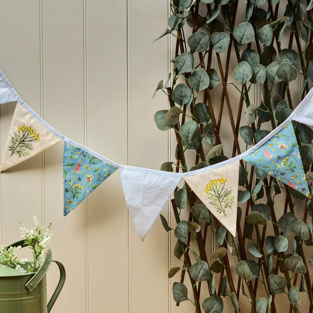 Wildflower Embroidered Cotton & Linen Bunting