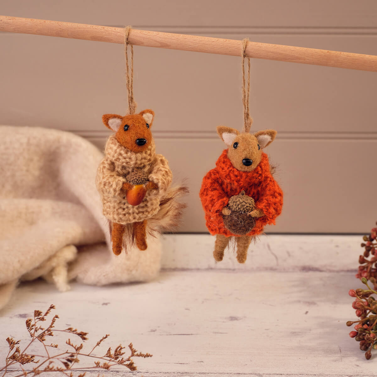 Woodland Home Squirrel with Knitted Jumper