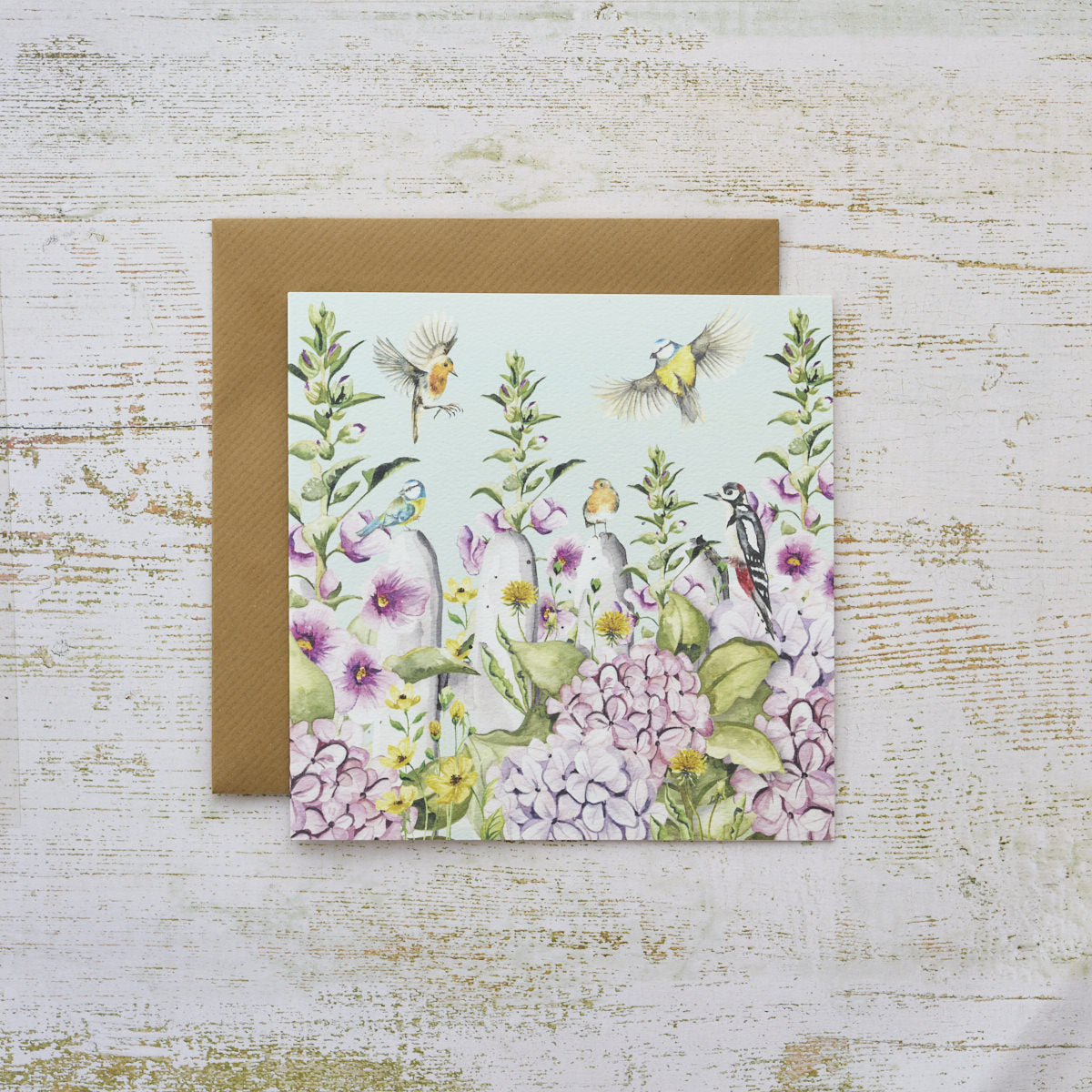 Floral Feathered Birds Card