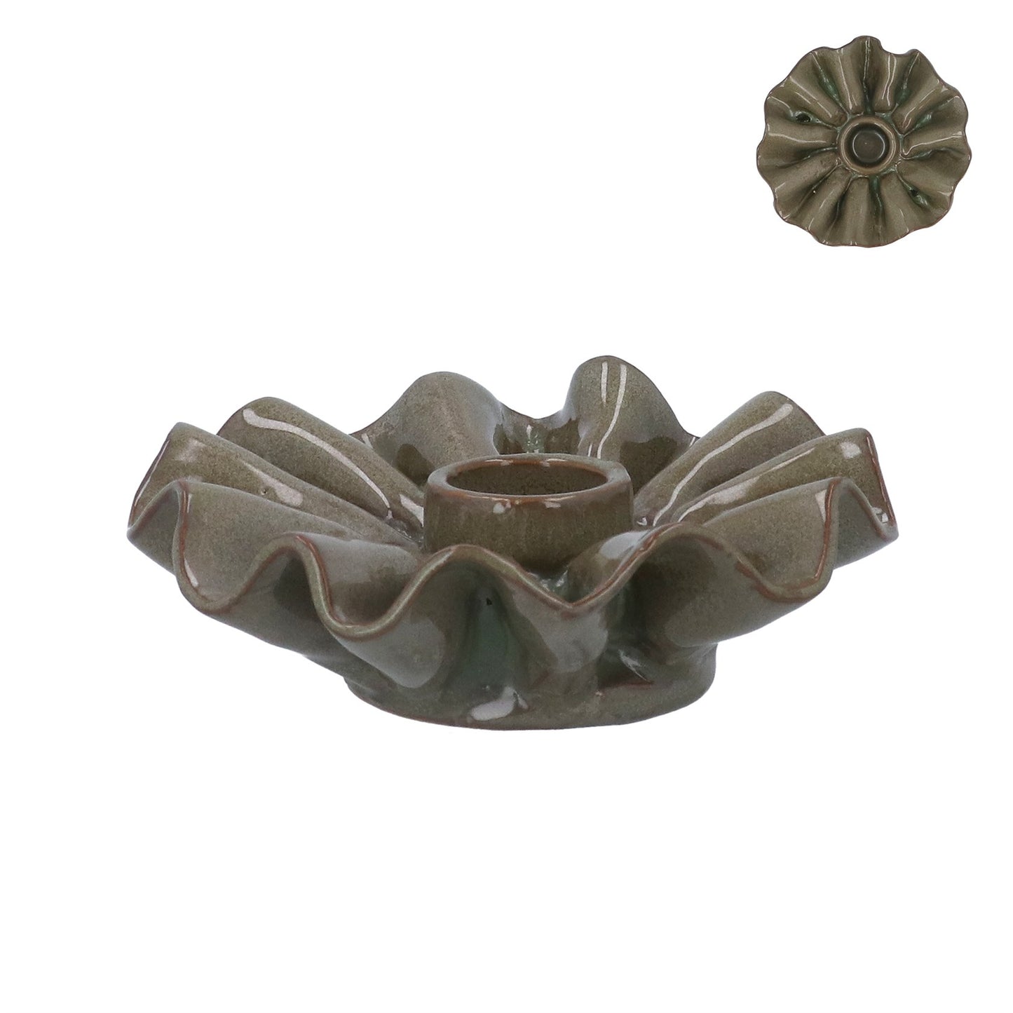 Green Frill Candle Holder