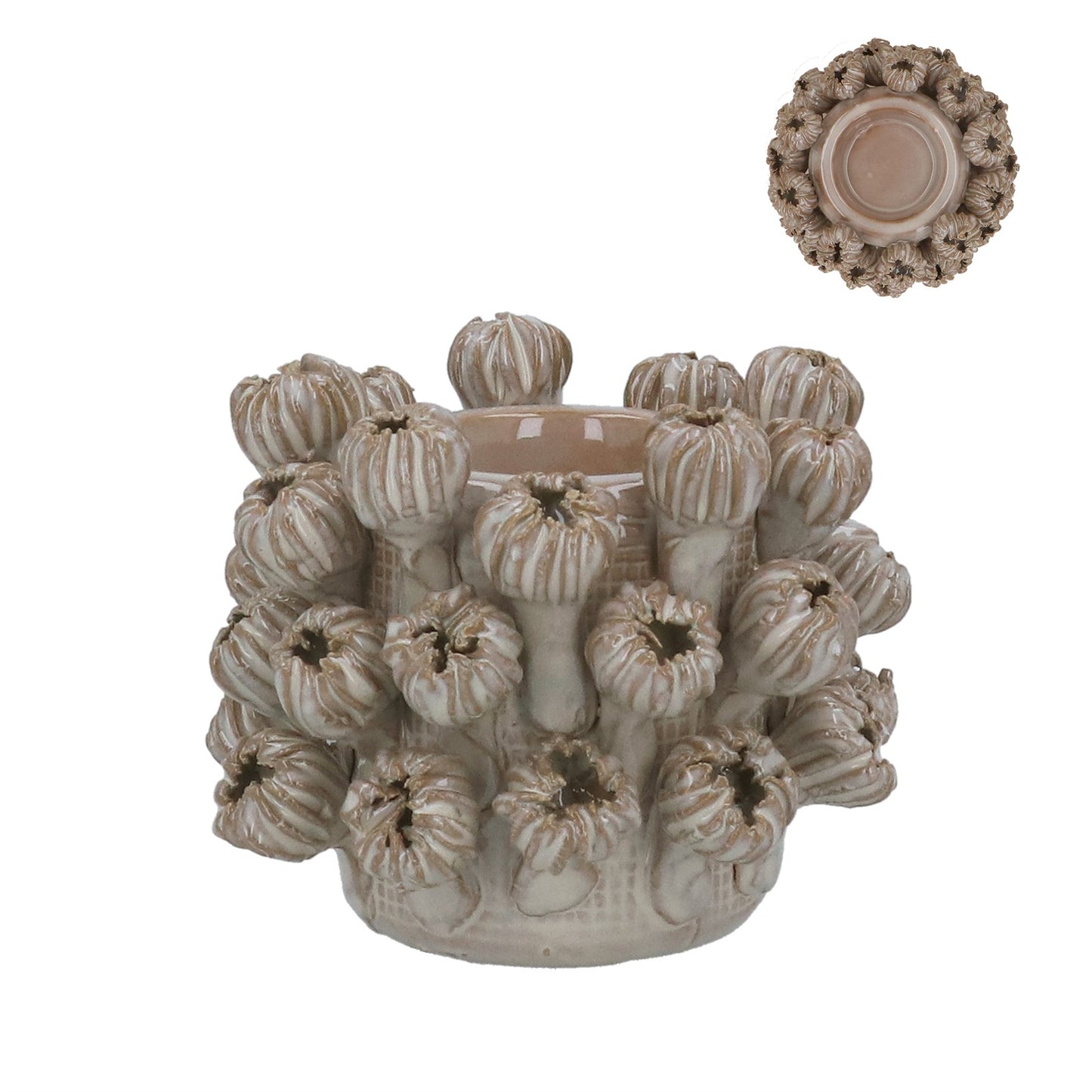 Taupe Seed Head Applique T-Light Holder