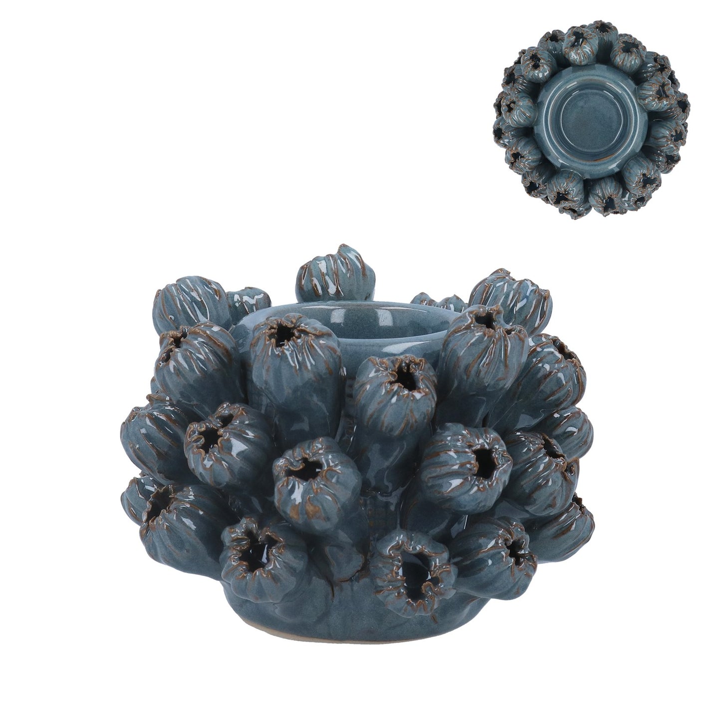 Blue Seed Head Applique T-Light Holder