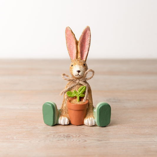 Sitting Bunny with Plant Pot