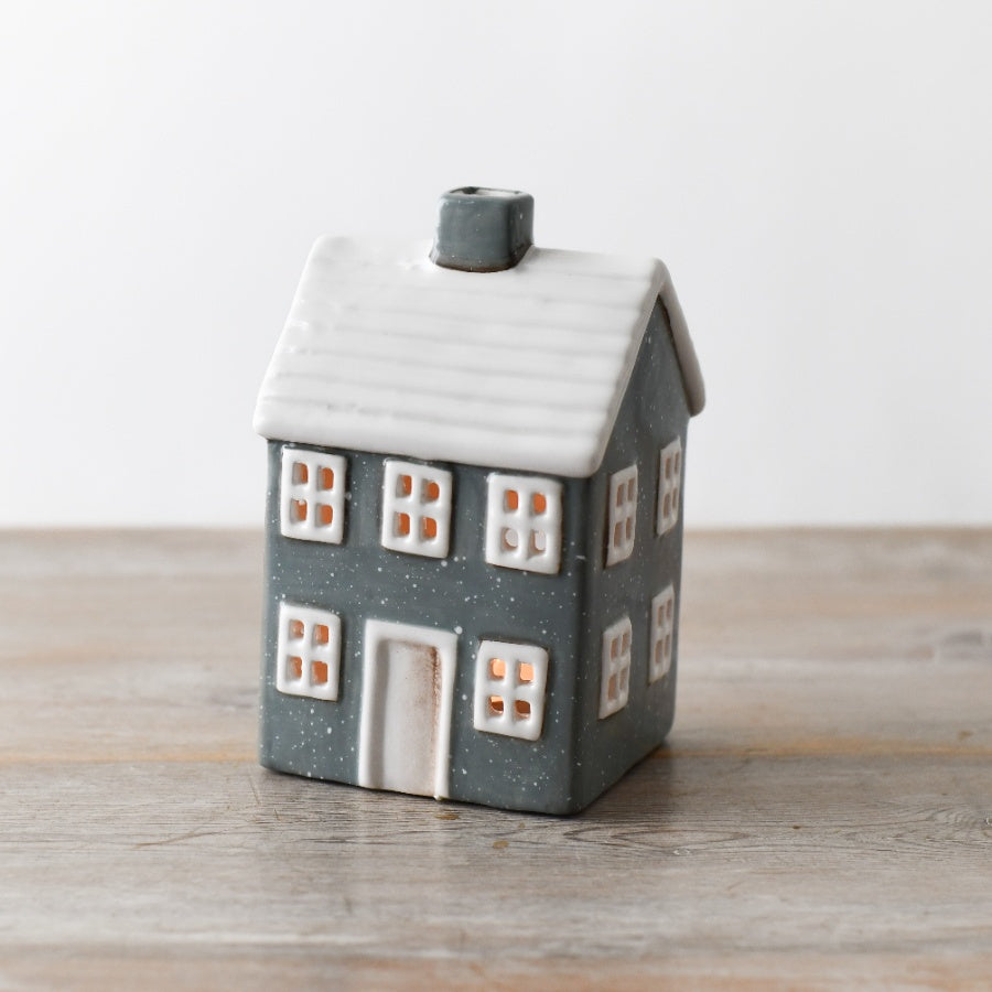 Ceramic Grey T-Light House Large