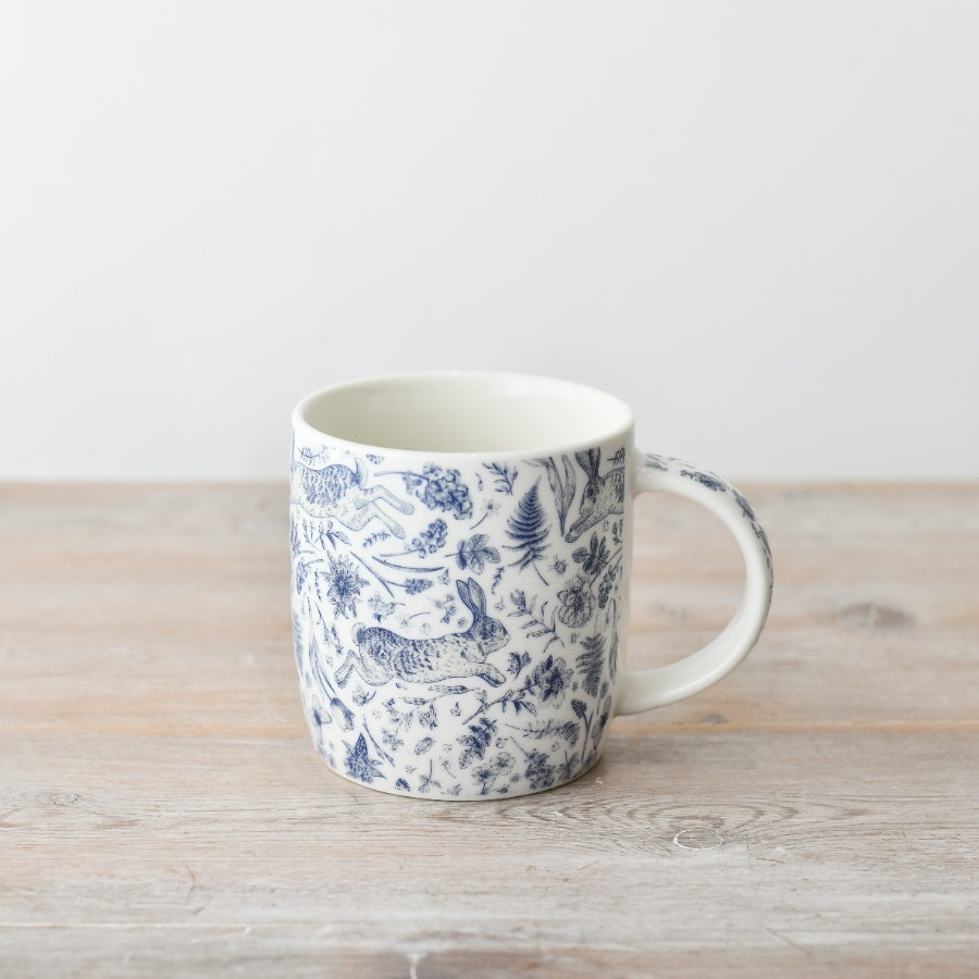 Blue Hare Floral Mug