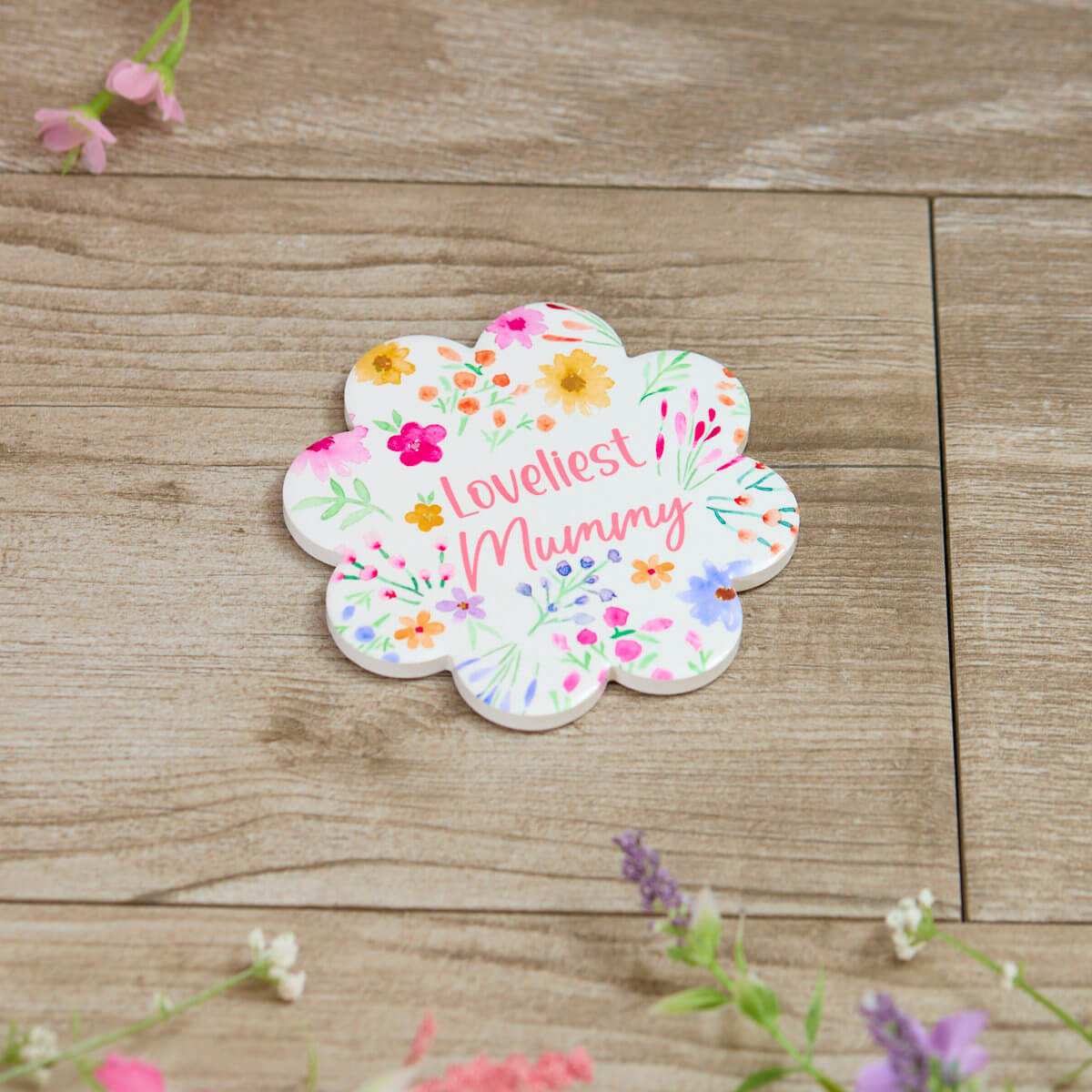Pretty Floral Ceramic Flower Shaped Coaster