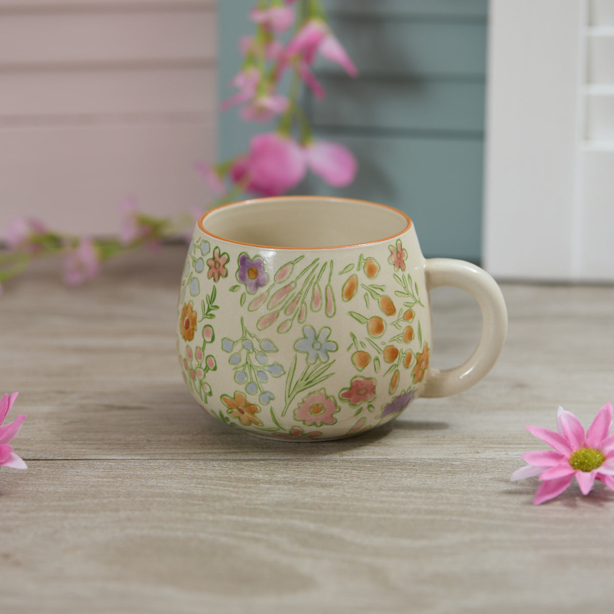 Pretty Floral Stoneware Mug