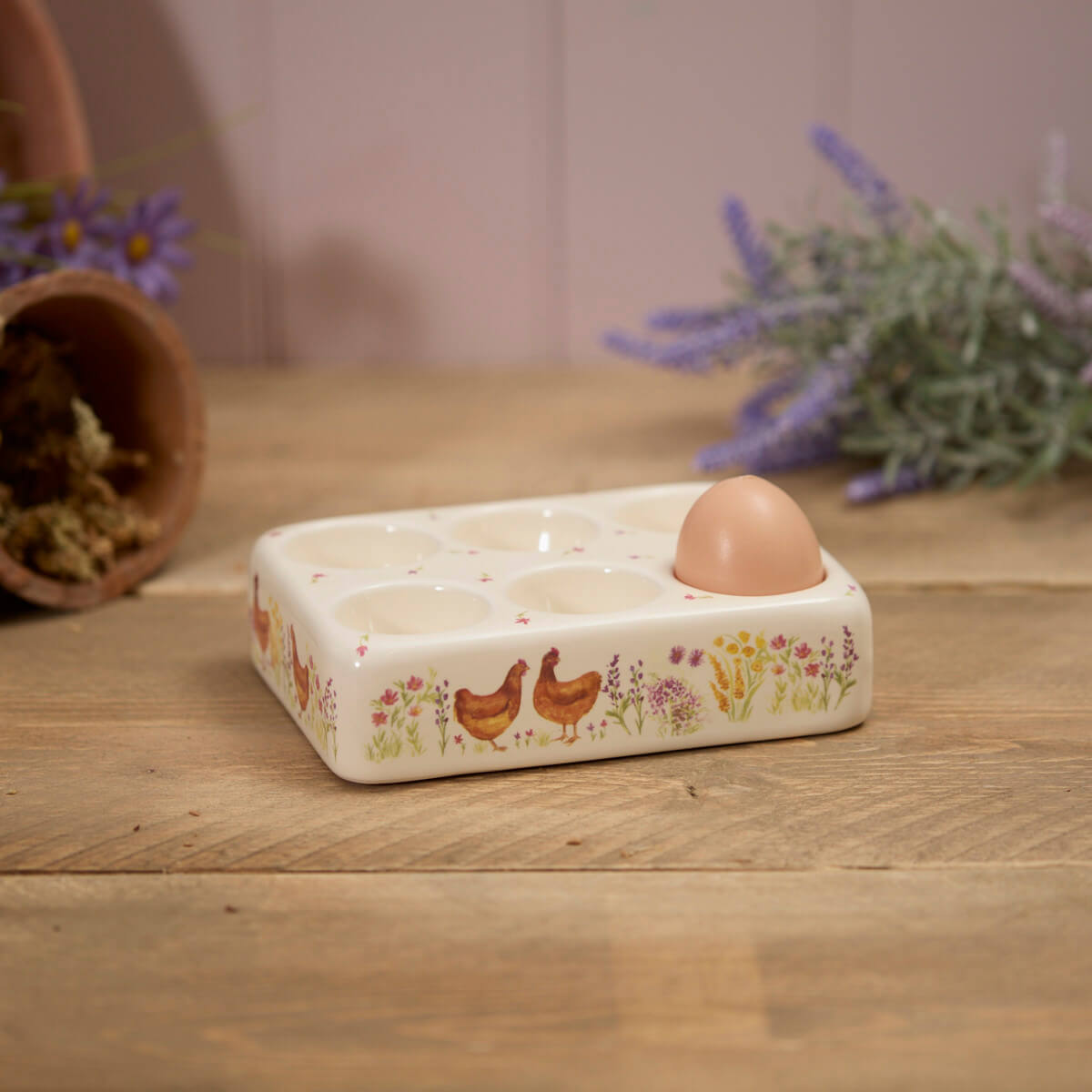 Floral Ceramic 6 Egg Tray