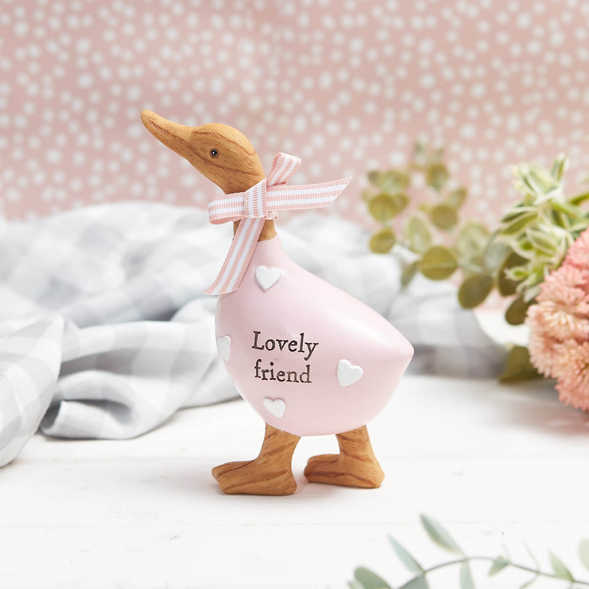 Lovely Friend Duck with Embossed Hearts