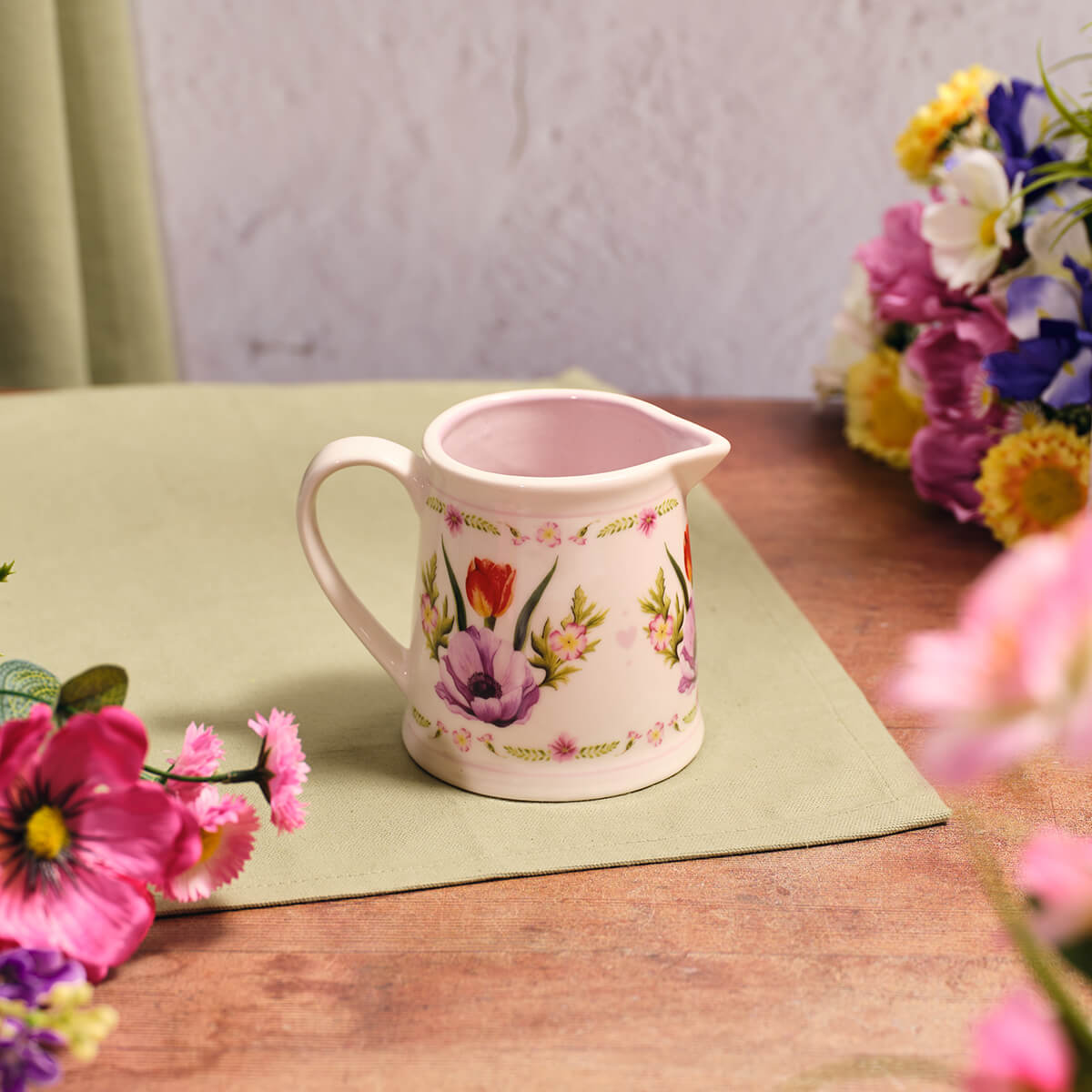 Floral Serenade Stoneware Milk Jug