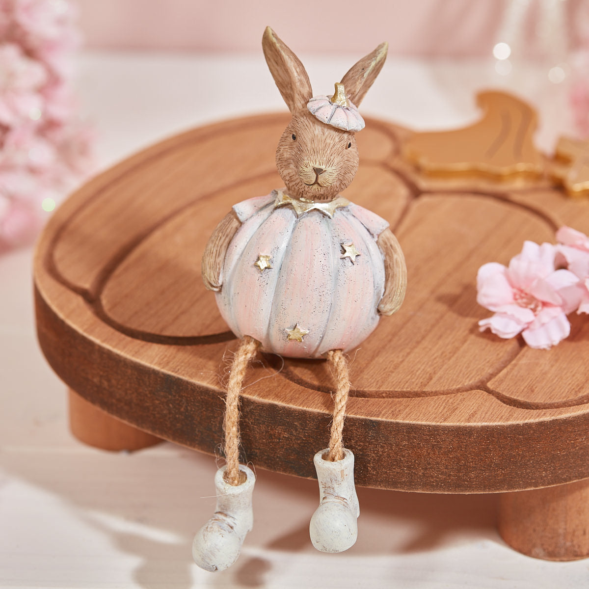 Pink Pumpkin Rabbit Shelf Sitter