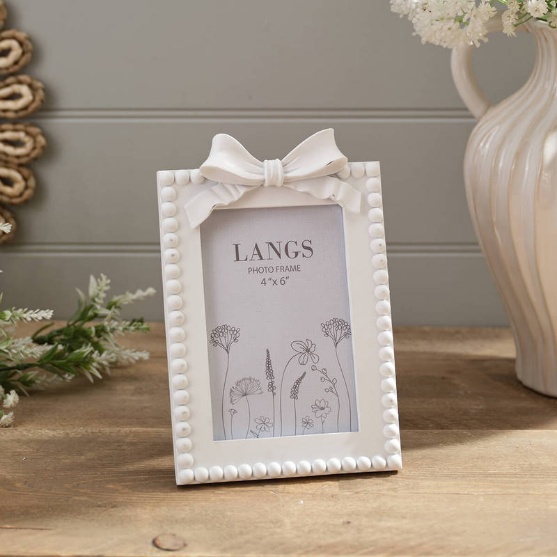 Farmhouse Bunny Bow & Beading Photo Frame 4" x 6"