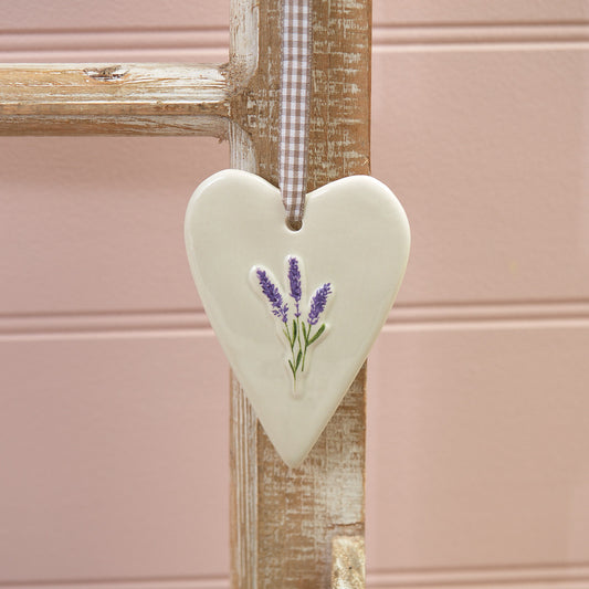 Lavender Stoneware Heart Hanger