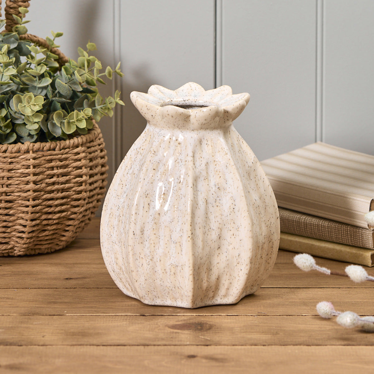Poppy Seed Textured Ceramic Vase Large