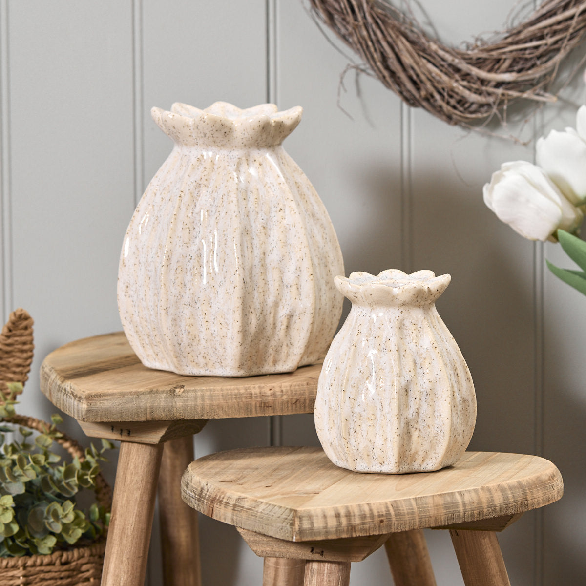 Poppy Seed Textured Ceramic Vase Large