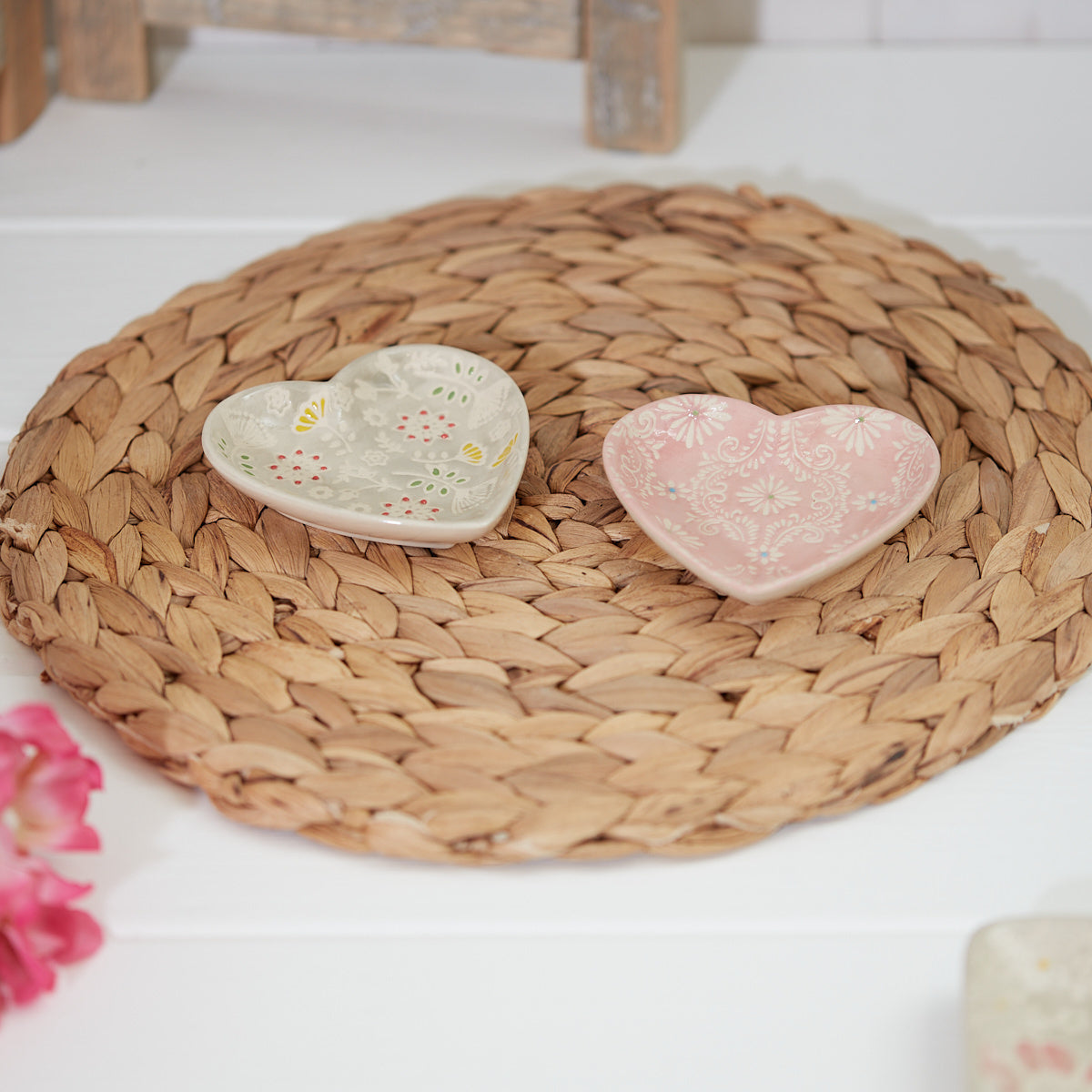 Pastel Ditsy Debossed Heart Trinket Dish