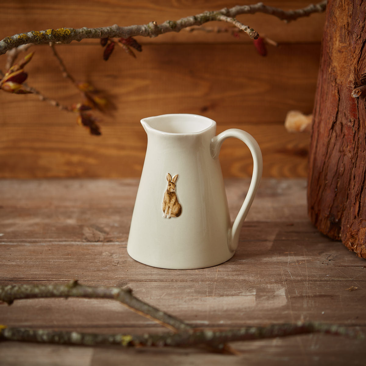 Embossed Hare Stoneware Jug