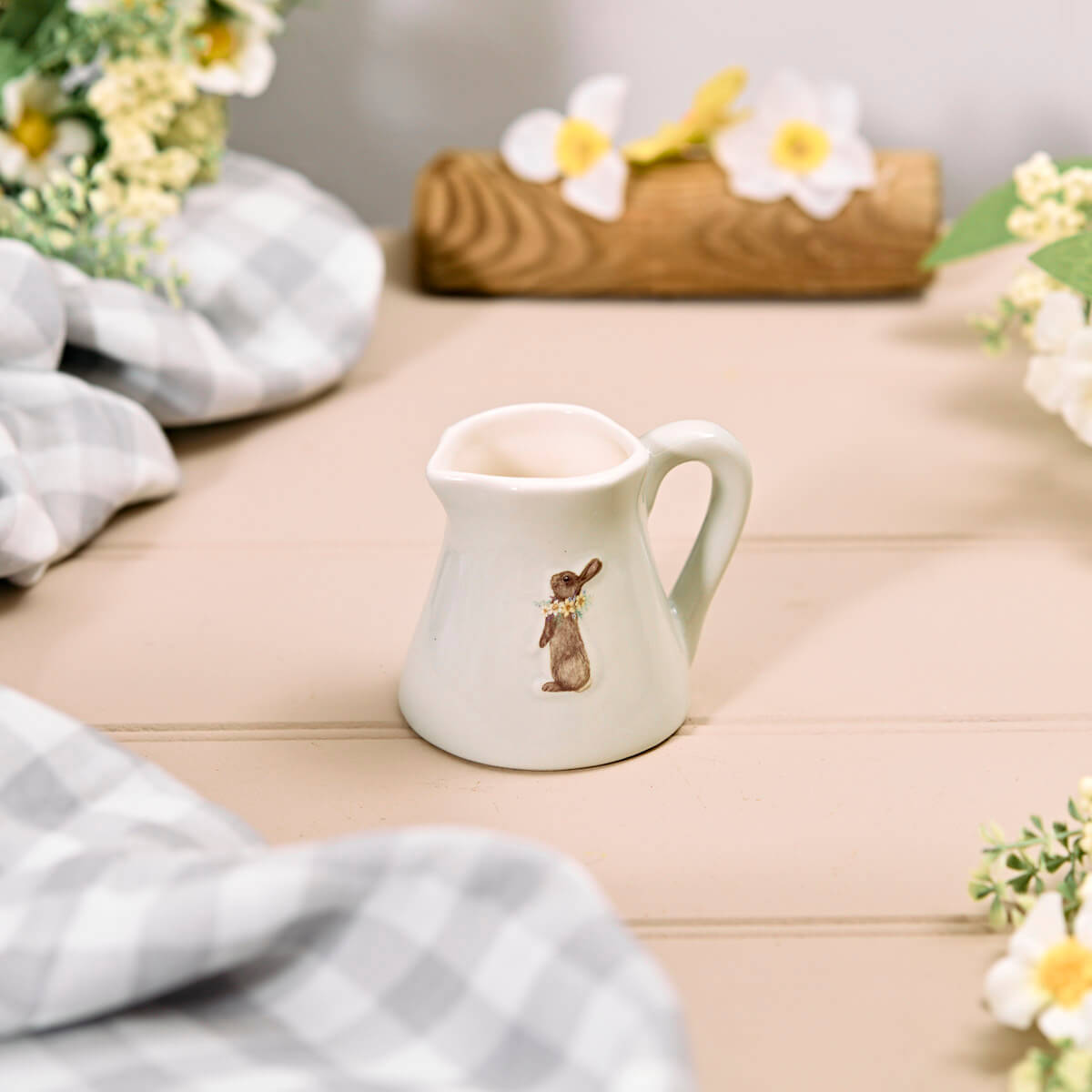 Floral Rabbit Stoneware Mini Jug