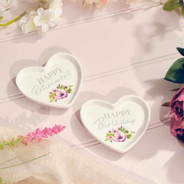 Floral Celebrations Heart Shaped Trinket Dish