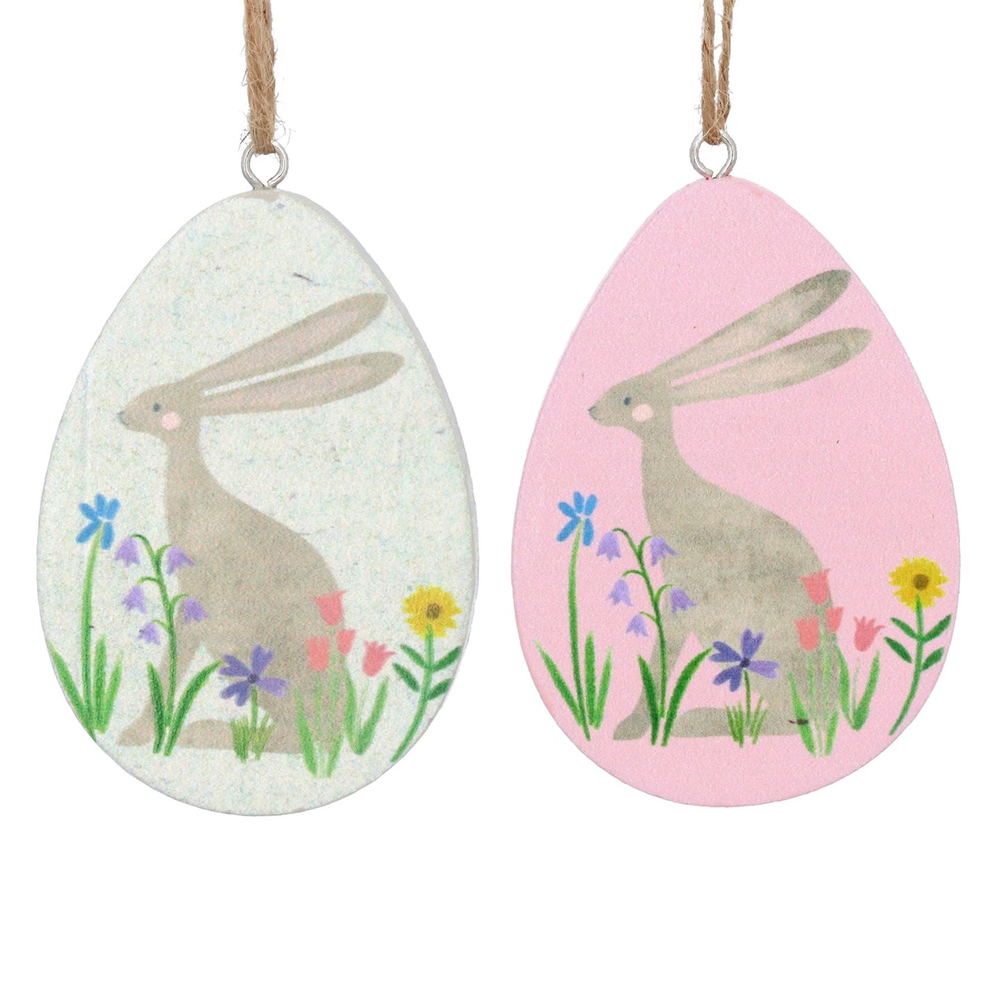 Pastel Meadow Egg with Hare Hanging Decoration