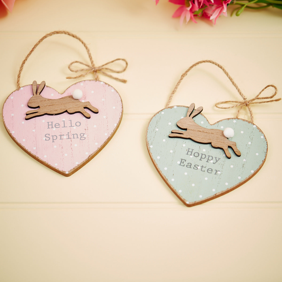 Pastel 3D Bunny Heart Hanger