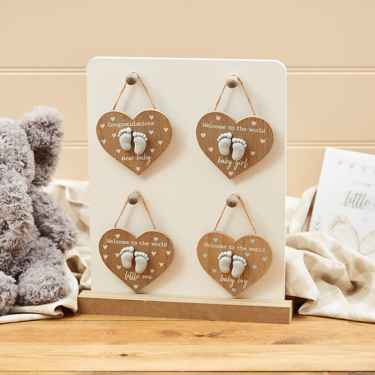 Baby Feet Pebble Heart Hanger