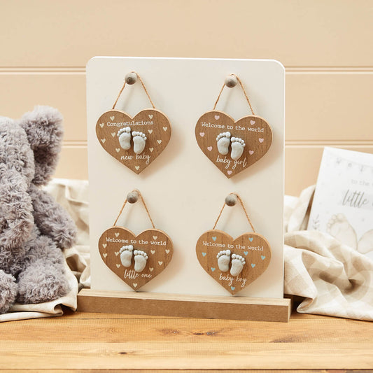Baby Feet Pebble Heart Hanger