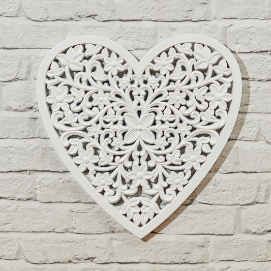 White Carved Heart