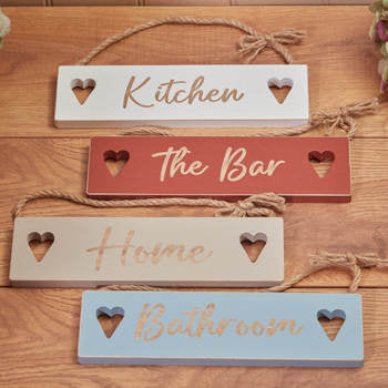 Home Plaque with Cut Out Hearts