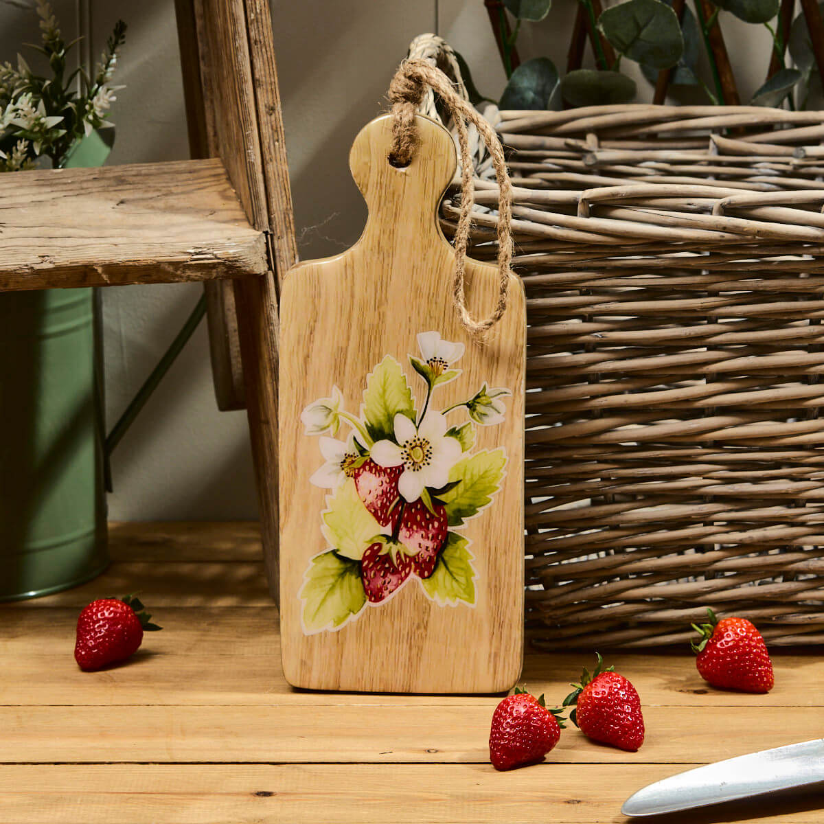 Strawberry Mango Wood Trivet with Enamel Finish