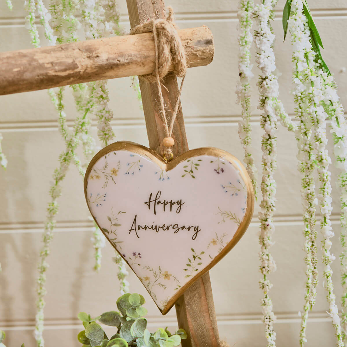 Happy Anniversary Enamel Hanging Heart