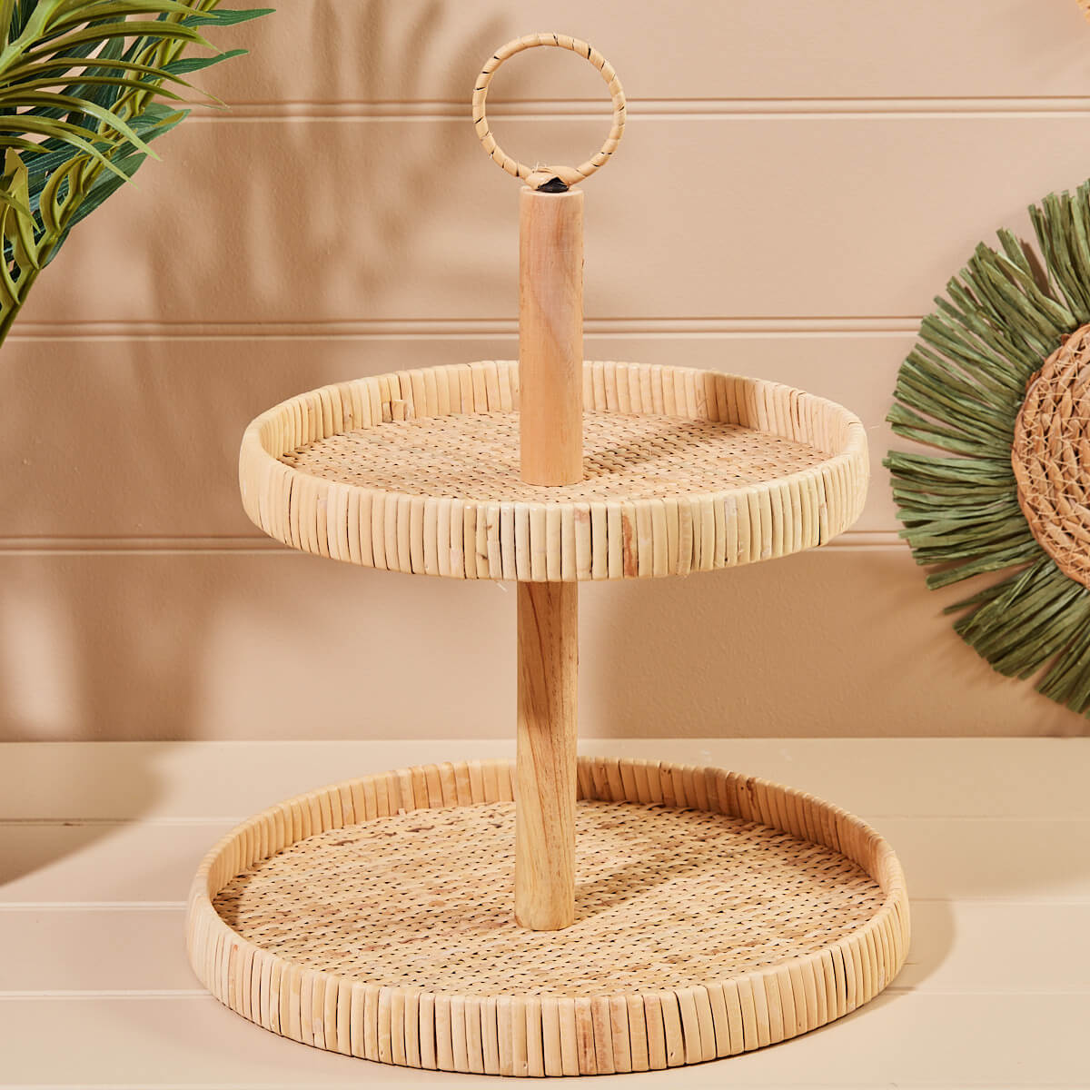 Rattan Two Tier Styling Tray