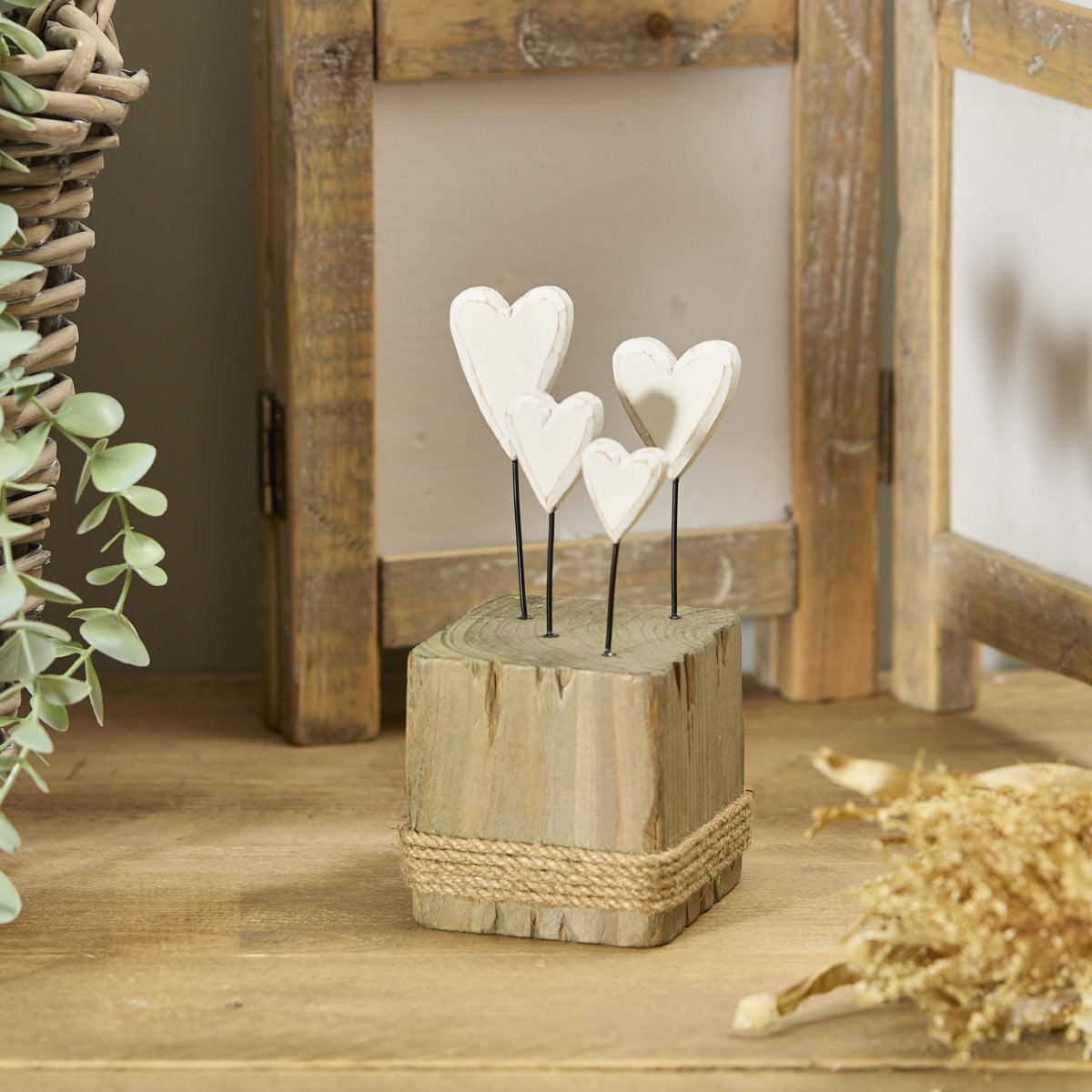 Rustic Fir Wood Heart Ornament